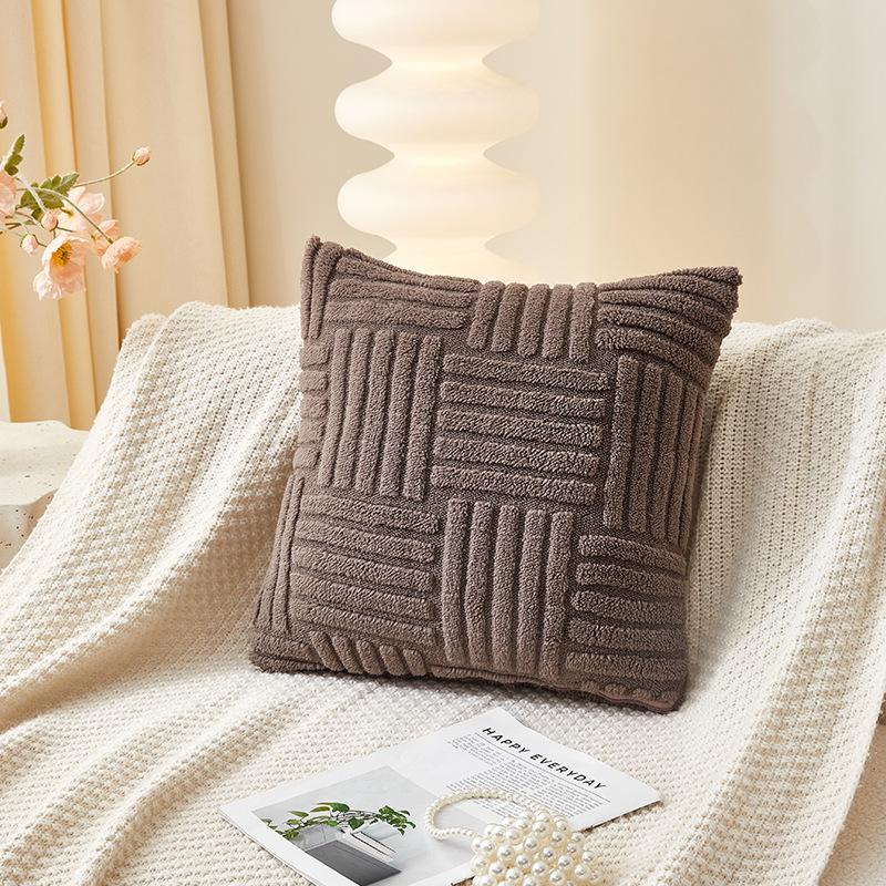 Pillowcase Woven Plush Sofa Pillow Sleeve Solid Color Soft Cushion Cover