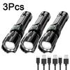 Strong Light LED Flashlights Telescopic Zoom Tactical Torch Type-c Rechargeable Portable Spotlight Long-Range Camping Flashlight