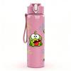 1PC Green Frog Cartoon Character Print 750ml Color Plastic Sports Water Bottle Leakproof Flip Straw Lid Suitable for Sports Office Home Use