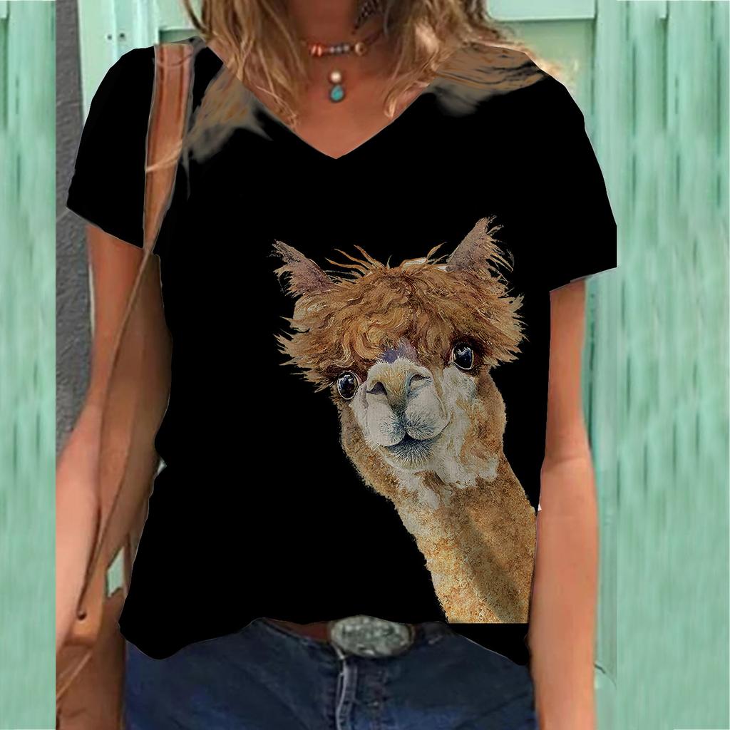 Plus Size T Shirt Floral Printed Tees Vintage 3d Printing T-shirts Women Men Short Sleeve V Neck Tops