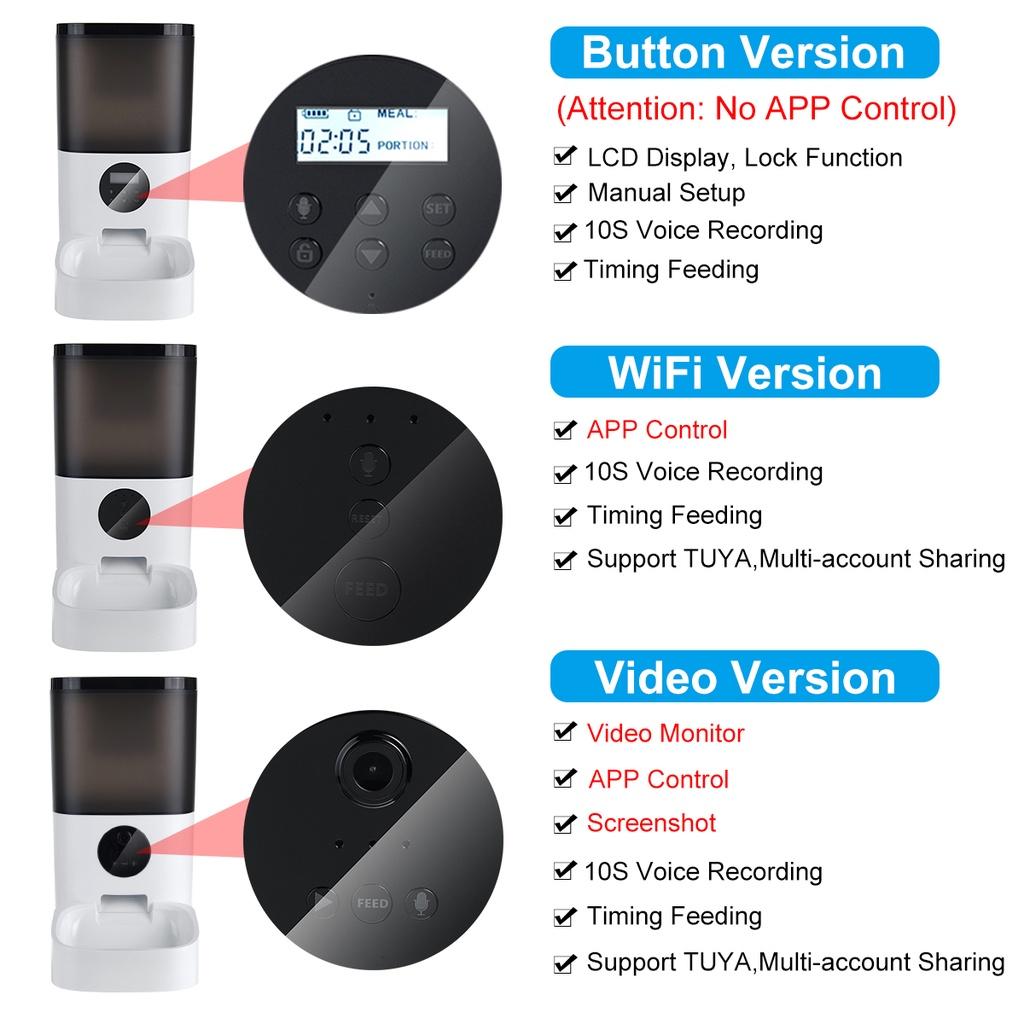 6L Food Dispenser Smart Automatic Visible Cover Pet Dog Cat Remote Control APP Timer Pet Feeder [Video/WiFi/Button Version]