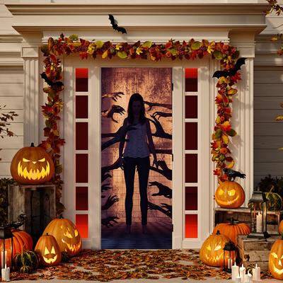 Halloween Horror Nun Thriller Door Stickers Removable Vinilos Para Puertas Adhesive Wallpaper Art Murals for Doors Bibliotheque Modern Home Decor