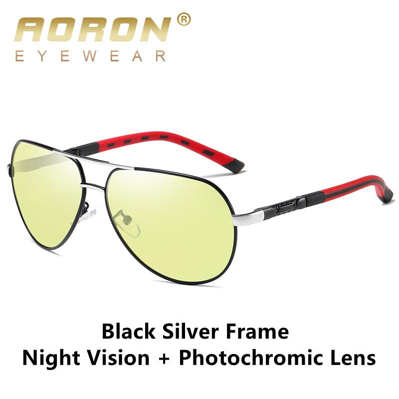 aoron Metal Frame Day Night Vision Photochromic Polarized Sunglasses Outdoor Fashion Design Anti Glare UV400 Driving Fishing Cycling Sport Glasses
