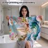 Woven Sailboat Ocean Print Bath Towel, Soft Absorbent Quick Dry Beach Towel, Seagull Wave Lighthouse Kids Towel