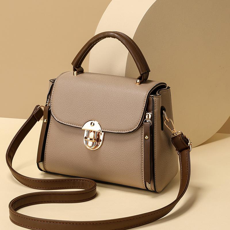 Vintage Versatile Lock Clasp Shoulder Bag Large Capacity Pu Leather Handbag Trendy Casual Simple Tote Bags For Women Gifts