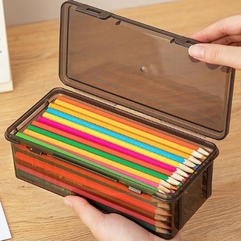 Transparente Bleistiftbox Aufbewahrungsbox mit großer Kapazität stapelbar Büro Schule Bleistiftetui Zubehör Bleistiftaufbewahrung