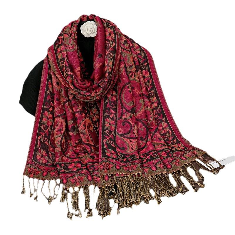 Women's Luxury Autumn Cashmere Printed Jacquard Shawl Scarf