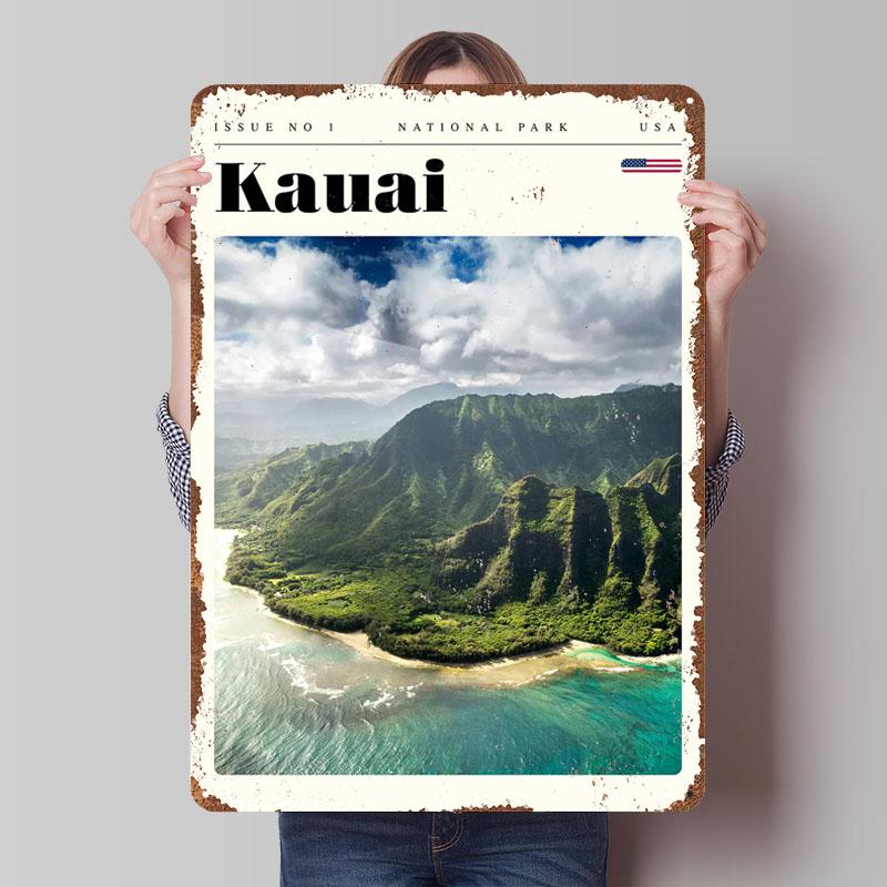 Kauai Hawaii National Metallposter Schlafzimmerdekoration Wohnzimmerdekor Männer Benutzerdefinierte Metallblechschilder für Wandkunstdekoration Retro