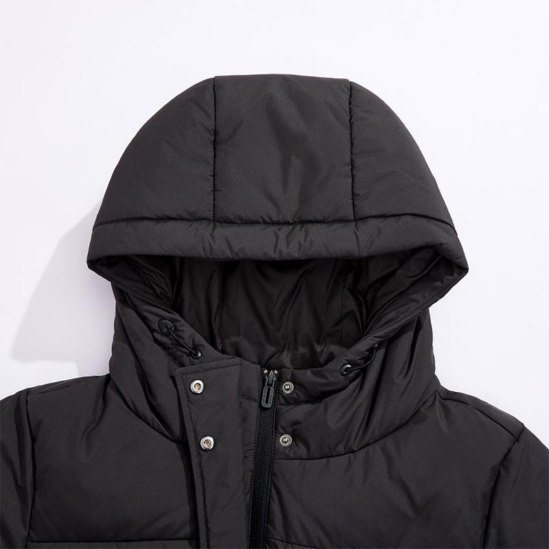 Li Ning Logo Print Windbreaker Lange Lockere Daunenjacke mit Reißverschluss Damen Oberbekleidung Schwarz AYMU708-1