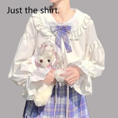 Süßes japanisches Langarmhemd für Schülerinnen JK-Uniform Weißes Hemd Herbst Neu