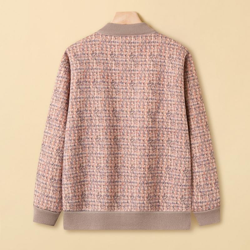 Grandma winter knitted sweater middle-aged and elderly women autumn and winter piled thickened sweater mother top old lady coat