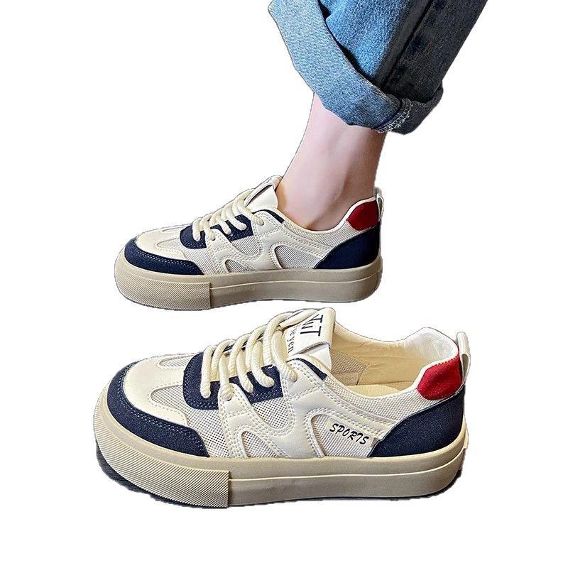 Platform white shoes women's 2025 summer new mesh breathable low-top casual board shoes Platform versatile muffin shoes