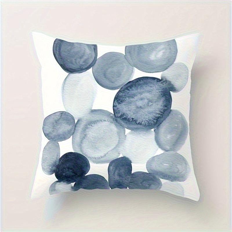 Navy Blue Watercolor Pattern Pillowcase: Minimalist Geometric & Floral Cushion Cover For Coastal Home Sofa Decor