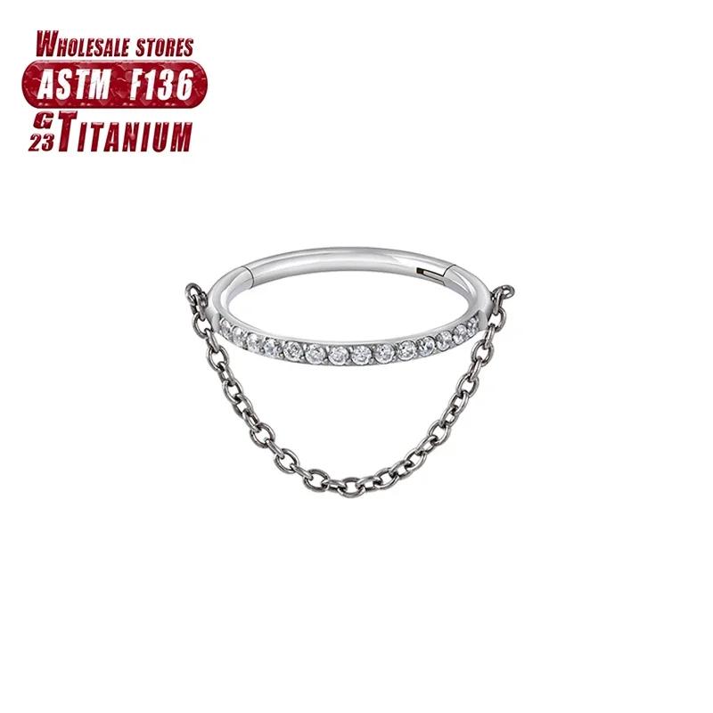 F136 Titan Piercing Septum Zirkon Ohr Tragus Knorpel Nasenringe Daith Helix Ring Clicker Schmuck für Damen Mädchen Geschenk