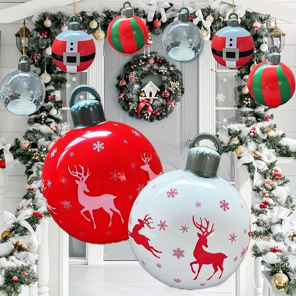 New Plastic Inflatable Christmas Ball - Holiday Decor Ball with Thickened Eco-Friendly PVC