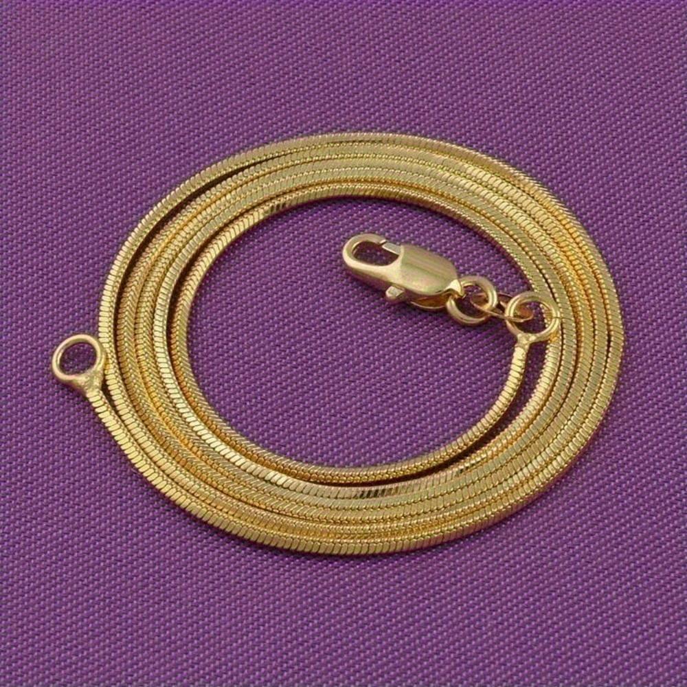 1Pc Fashionable Golden Plated Round Snake Chain Necklace 16inch-30inch for Men Women DIY Pendant Necklace Making Charms Accessories