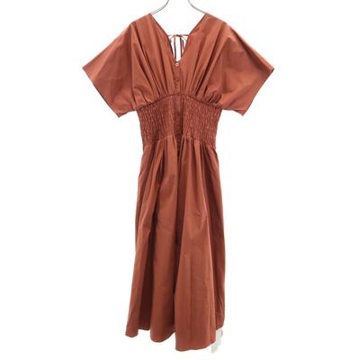 Unused Emmi Short Sleeve V Neck Long Dress 1 Brown Women Used
