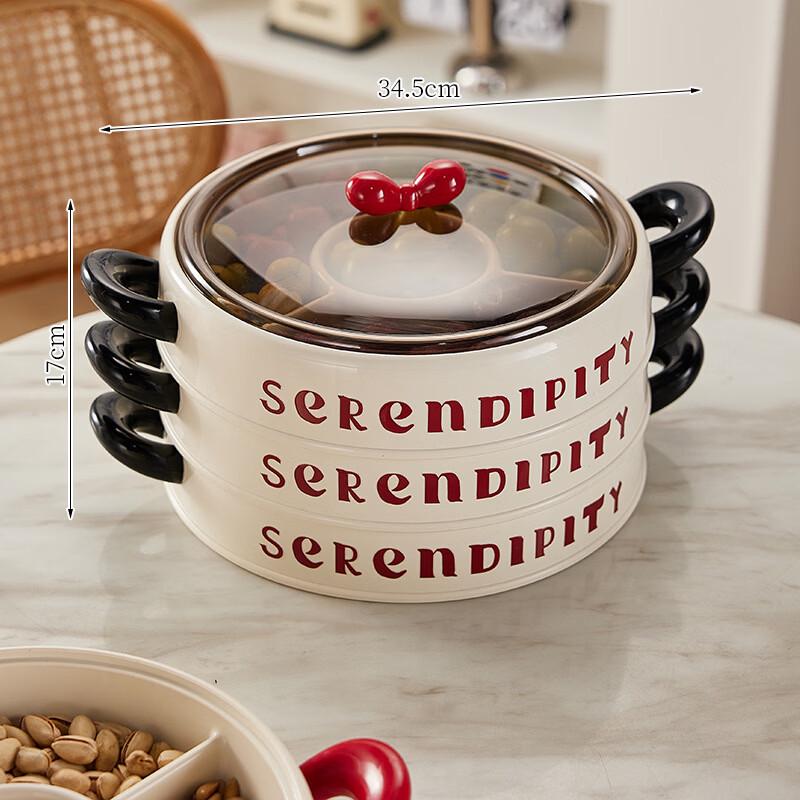 ZISIZ 3-Layer Lidded Desktop Snack Tray