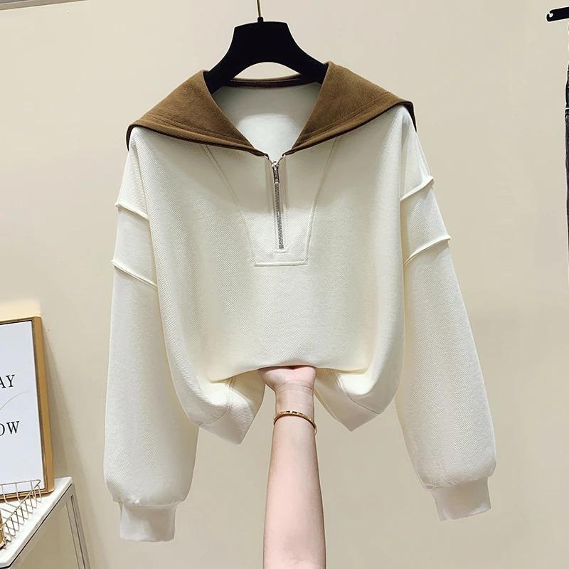 Sweatshirt for Women Oversize Loose Half-Zip V Neck Casual Pullover Long Sleeve Winter Sweatshirt Top