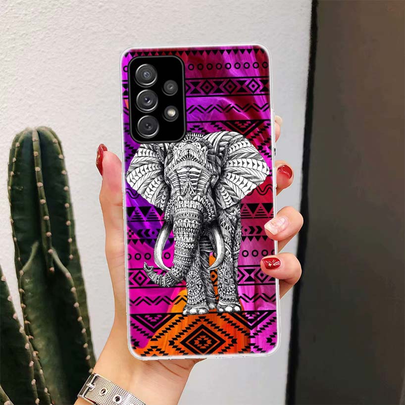 Elephant Mandala Aztec For Samsung Galaxy A16 A15 A14 A13 A56 A55 A54 A53 Phone Case A36 A35 A34 A33 A26 A25 A24 A23 A05S A04S A