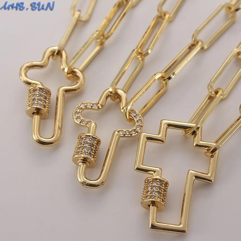 

MHS.SUN 1 шт. модное ожерелье с крестом, кулон с открытым кулоном из циркона AAA, массивная цепочка, ожерелья для женщин, подарок на вечеринку