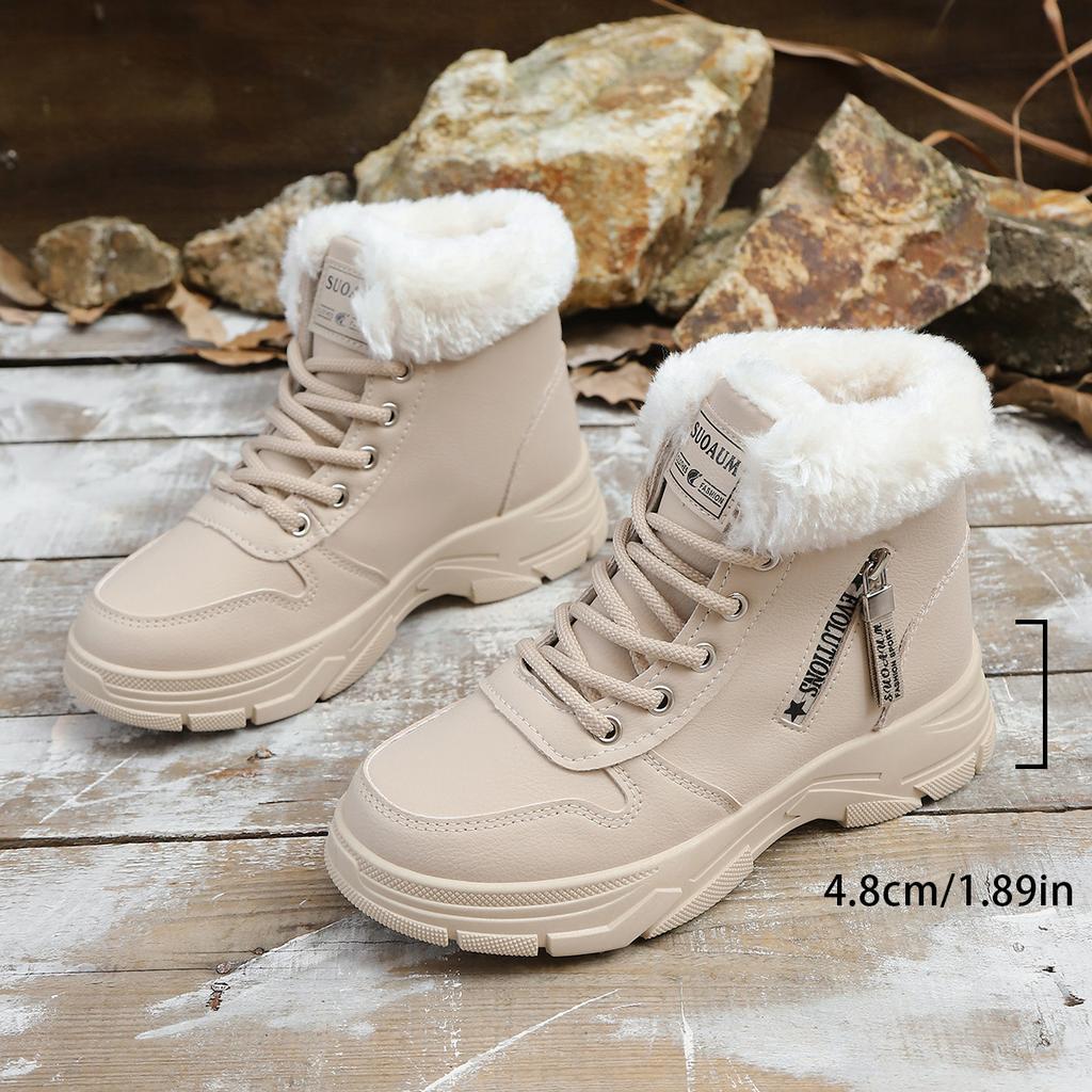 Women's lightweight comfortable cold warm padded snow boots non-slip wear-resistant outdoor casual sneakers high-top Martin cotton boots