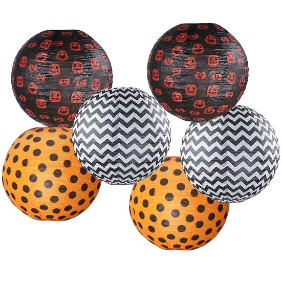 12Pcs Halloween Party Decorations Honeycomb Pumpkin Ball Lanterns Paper Fan Hanging Ornaments Indoor Outdoor Spooky Decor for Home Office Party