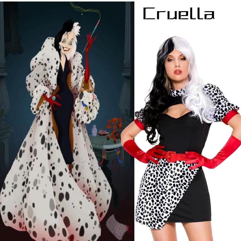 101 Dalmatiner Cosplay-Kostüm für Damen – Sexy Schurkenkleid für Halloween