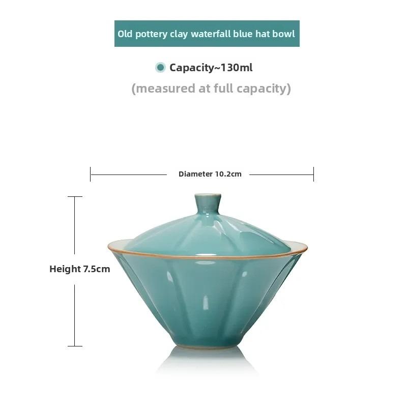 Jingdezhen-Ceramic Tea Cup with Bamboo Hat, Traditional Handmade Tea Ware, Single Bowl, Kung Fu Tea with Lid, Sancai Gaiwan