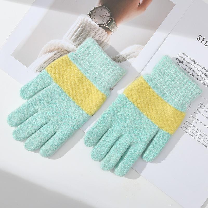 Candy Color Solid Color Warm Gloves for Women Mohair Knitted Yarn Gloves Cycling