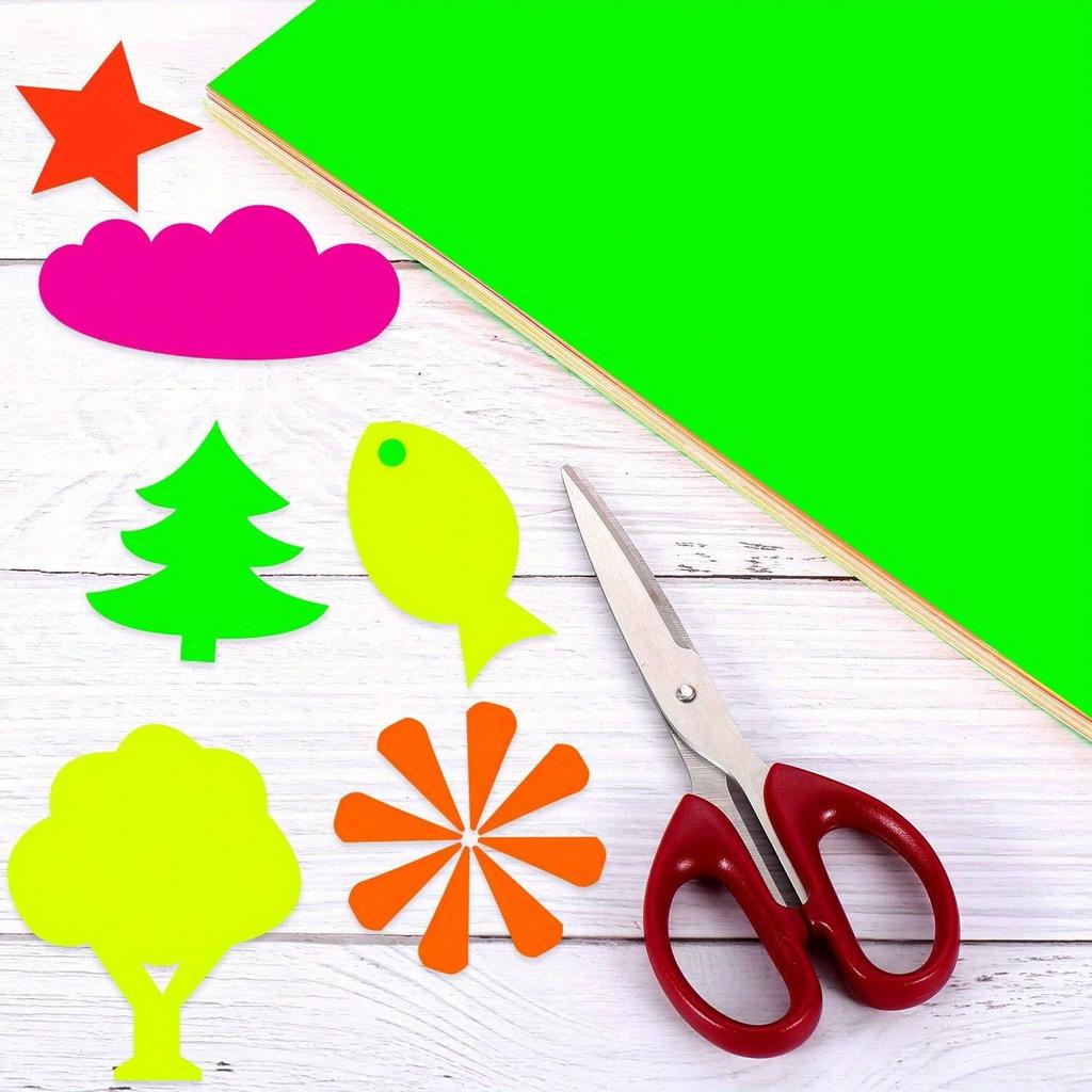 40 Sheets Neon Papers Glow Party Decorations Cardstock DIY UV Blacklight In The Dark for Dance Floor Fluorescent Birthday