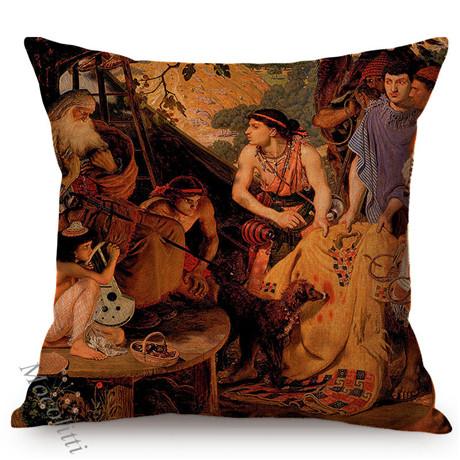 Euro Vintage Oil Painting Sofa Decoration Pillow Case Old Society Story Pattern Cotton Linen Square Cushion Cover Almofadas