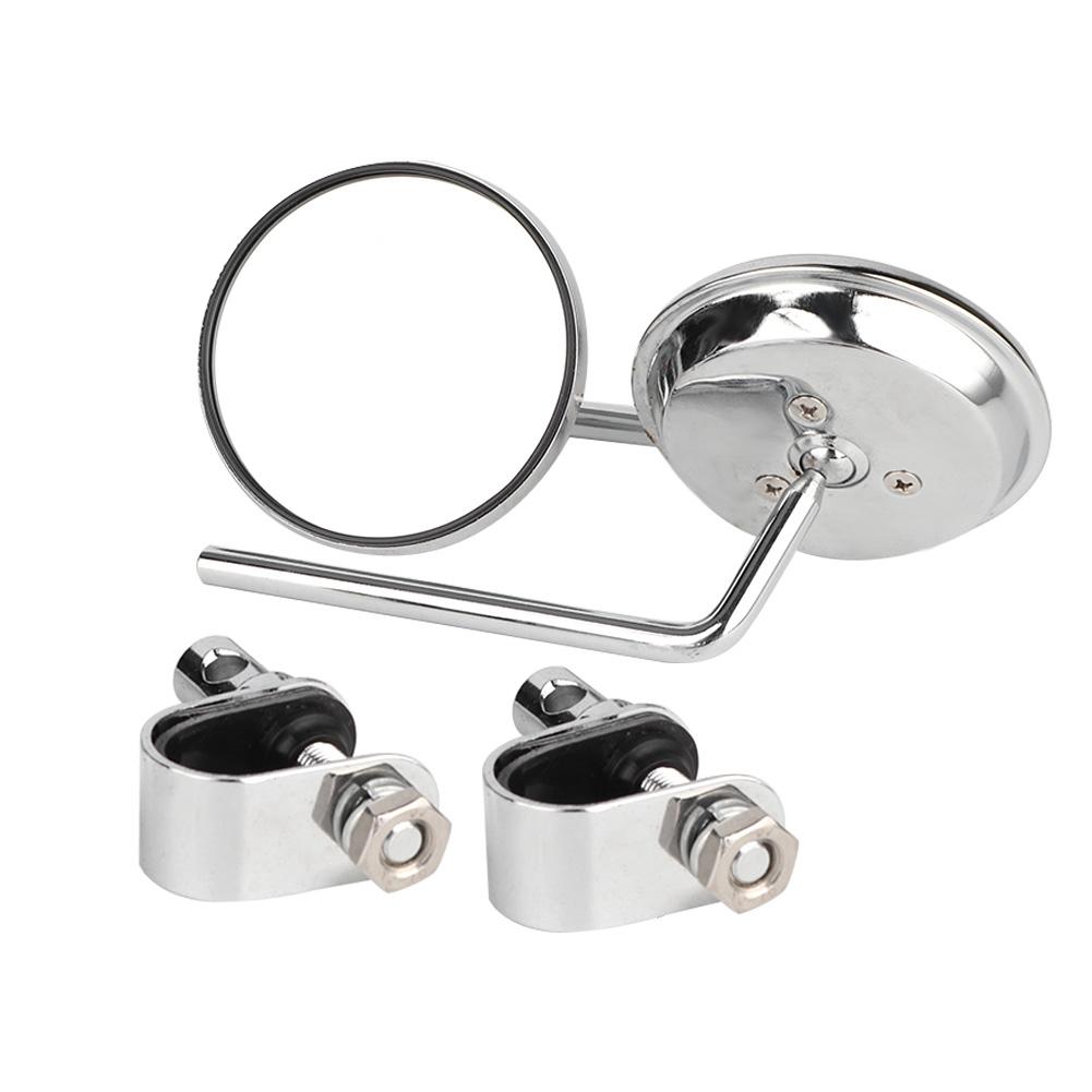 Vintage Round Shape Reflective Modified Rear View Mirror for Motorcycle Motorbike (Silver)