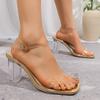 Fashion Summer Clear Heeled Party Sandals for Women Transparent Ankle Strap High Heel Shoes Woman Plus Size Fashion Sandalias Mujer 2025