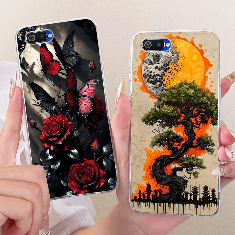 Transparent For Realme C2 Case Cover Cute Fashion Butterfly Funny Painted Casing For Realme RMX1941 RMX1945 RMX1943