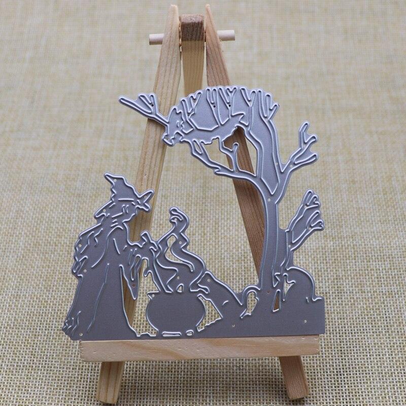 Toter Baum Fledermaus Hexe Katze Metall Stanzschablonen Schablonen für DIY Scrapbooking Prägen DIY Papierkarten