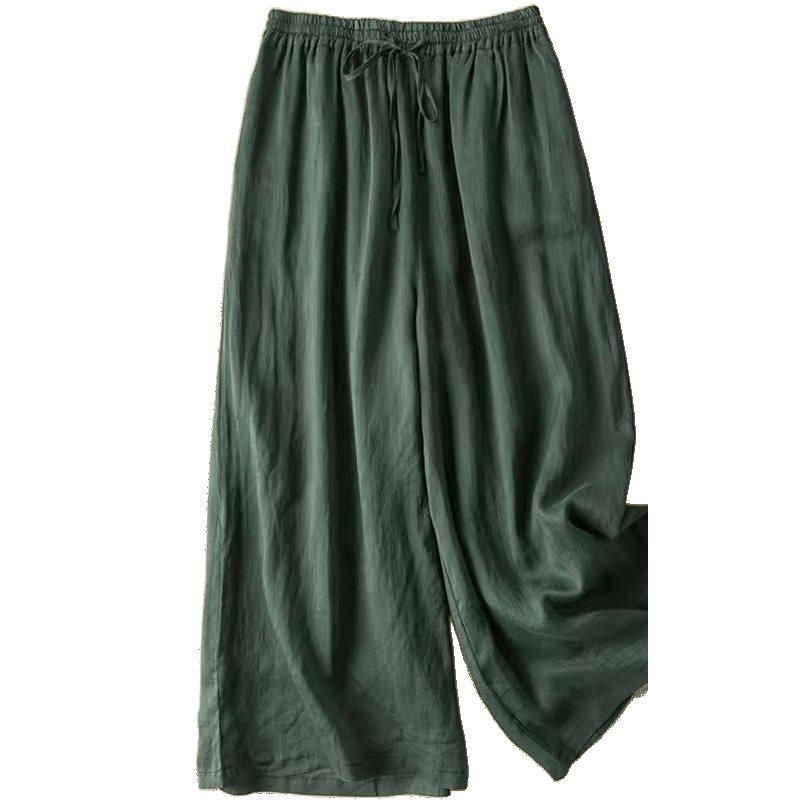 Drapey High-Waist Cotton Linen Culottes: Breathable, Wide-Leg Summer Pants for Women
