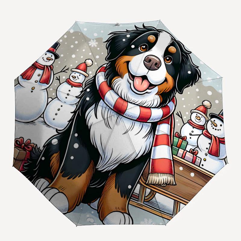 1pc Winter Snow Dog Fashionable Automatic Opening/Closing Folding Umbrella with 8 Bones, Windproof Portable, Daily Use254