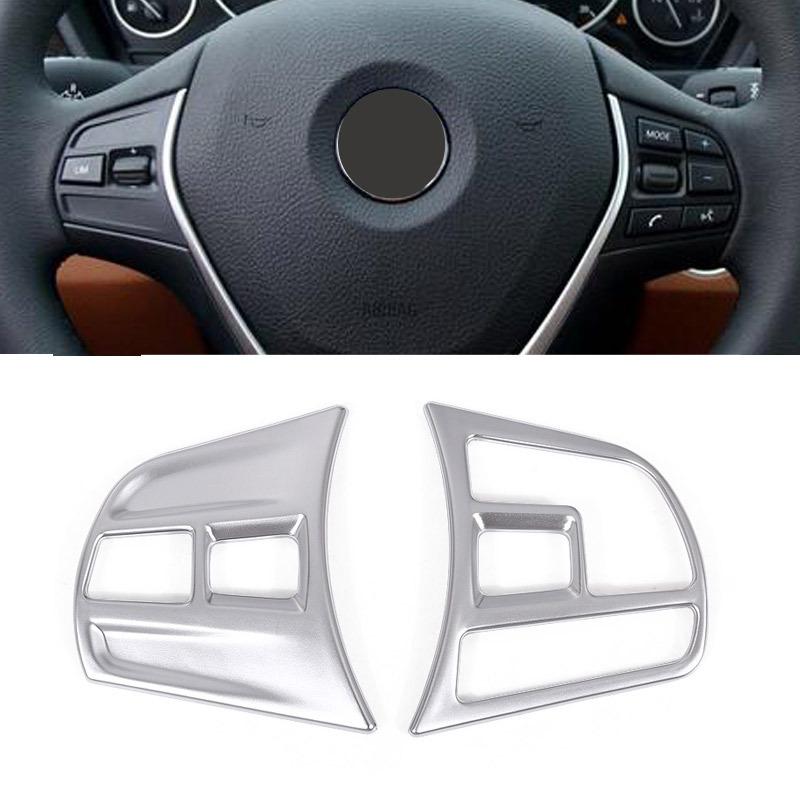 Matte Chrome Interior Accessory Steering Wheel Button Cover Trim For BMW 3 4 Series F30 F34 GT 2014-2017