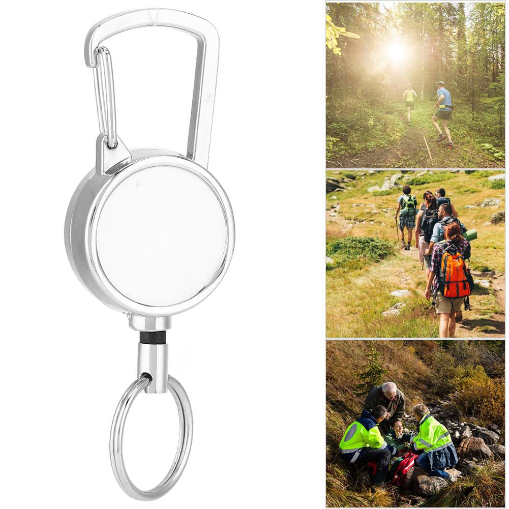 Breloc Retractabil Metalic cu Fir de Nailon de Înaltă Rezistență, Cordon Anti-Pierdere, Inel cu Cataramă, Exterior