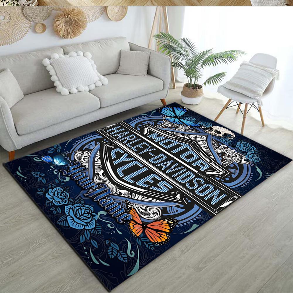 Harley-davidson Motorcycles Customize Text Carpet Design for Bedrooms Dormitory Game Room Decorate Room Antislip Carpet Office Home Decor