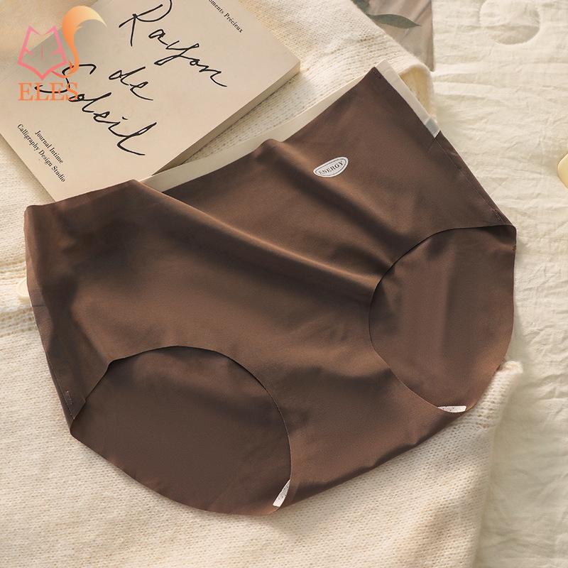 Ice Silk Seamless Contrast Color Girls Underwear Female Breathable Extended Crotch Summer Thin Triangle Underwear Ladies