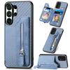Portafoglio in Pelle con Cerniera Business Slot per Carte Custodia Telefono Per Samsung S25 Ultra S24 Plus S23 A17 A07 Cavalletto Copertura RFID