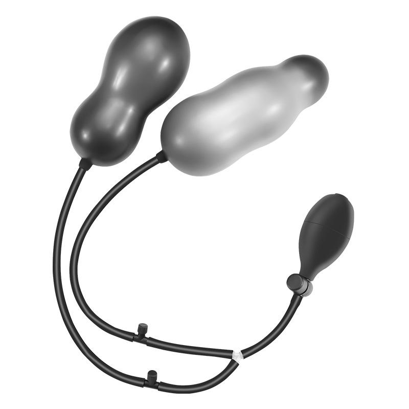 Enhanced Dual-Head Inflatable Anal Plug with Adjustable Expansion Beads