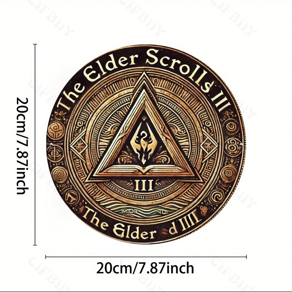 Vintage Metal Wall Art Morrowind Elder Scrolls III Round Aluminum Sign Home Office Decor Gift