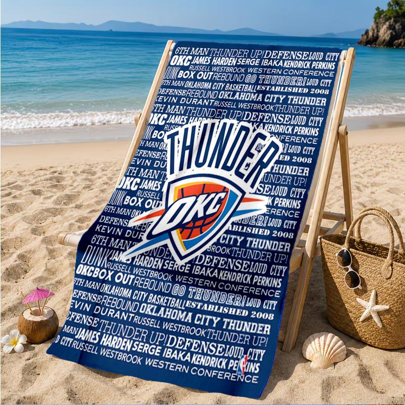 Thunder Basketball Team Beach Towel, Microfiber Beach Towel, Perfect For Pool, Beach, Travel, Home Decor Beach Party Fan gifts