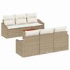 Garden Sofa Set with Cushions 7 Pieces Beige Poly Rattan