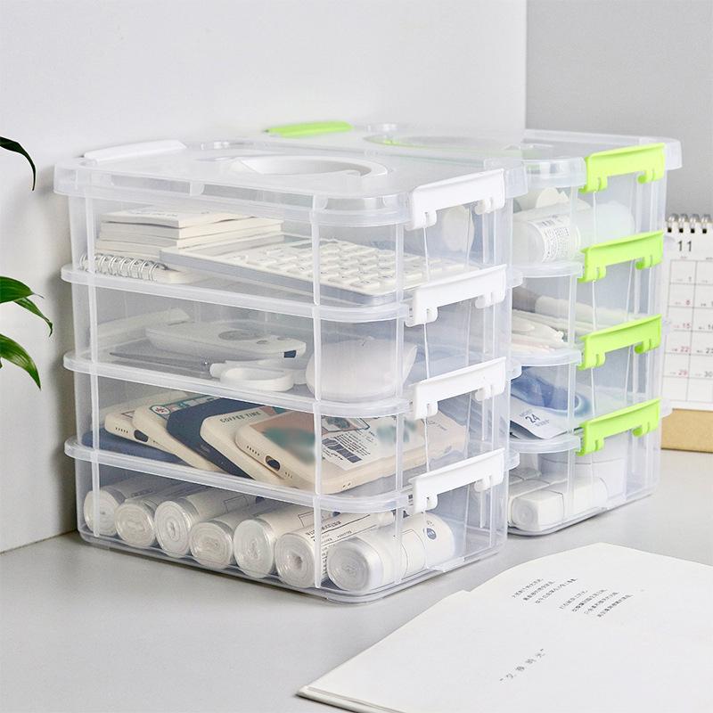 4-Layer Transparent Storage Box Large Capacity Home Storage Box Plastic Container Rack Miscellaneous Box Convenient Supplies New