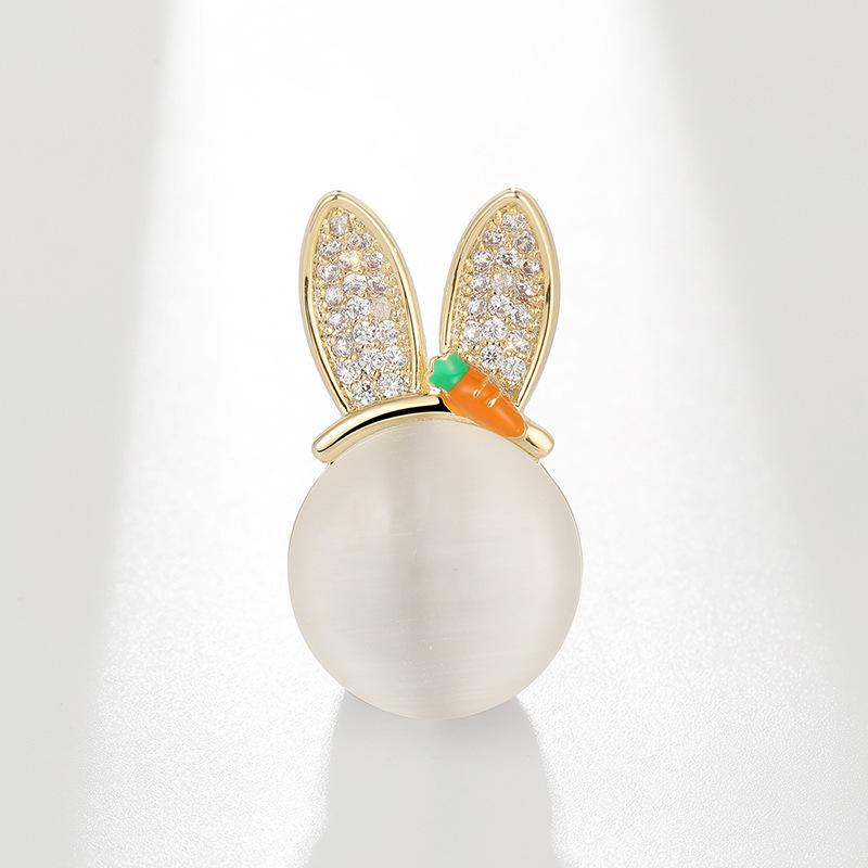 Bo Xin Yun Elegant Cat s Eye Zircon Rabbit Brooch - Cute Rabbit Head Corsage Pin