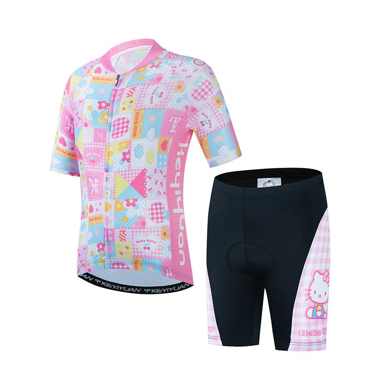 Fahrradtrikot Set Junge Mädchen Kurzarm MTB Radbekleidung Anzug Kind Fahrradbekleidung Abbigliamento Ciclismo 2026 Sommer Atmungsaktives Radsportanzug Set